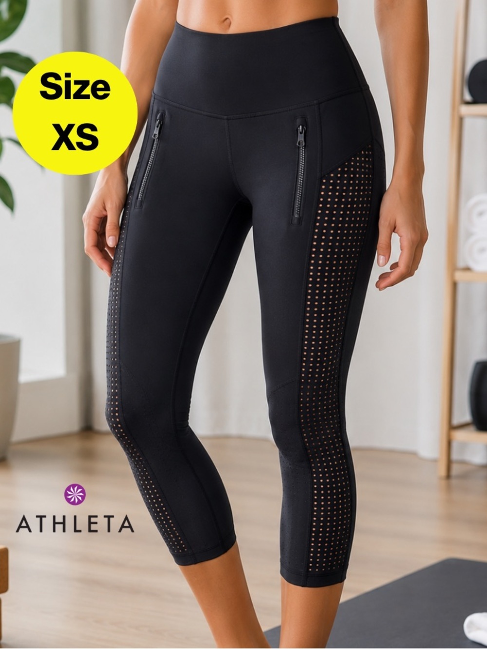 ATHLETA 🖤 Perforated Athleisure 7/8 Leggings with Pockets (Size X-Small)